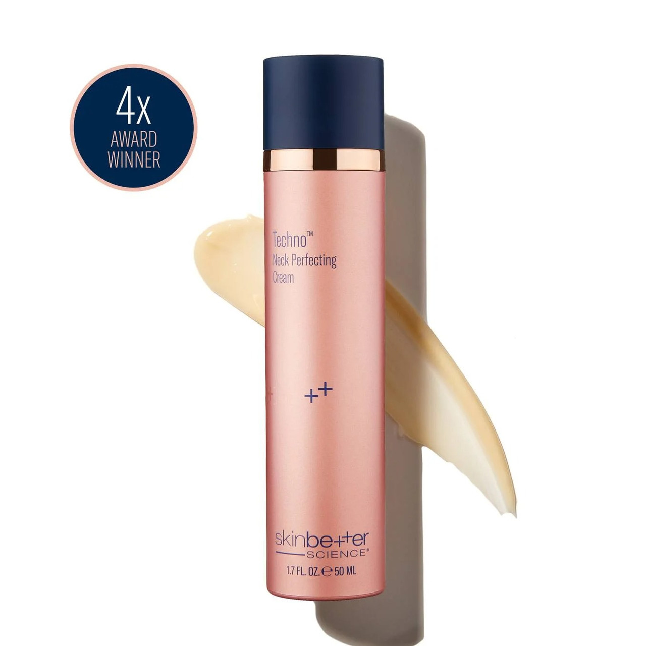 Skinbetter Science Techno Neck Perfecting Cream 50 ml pump bottle with cream swatch