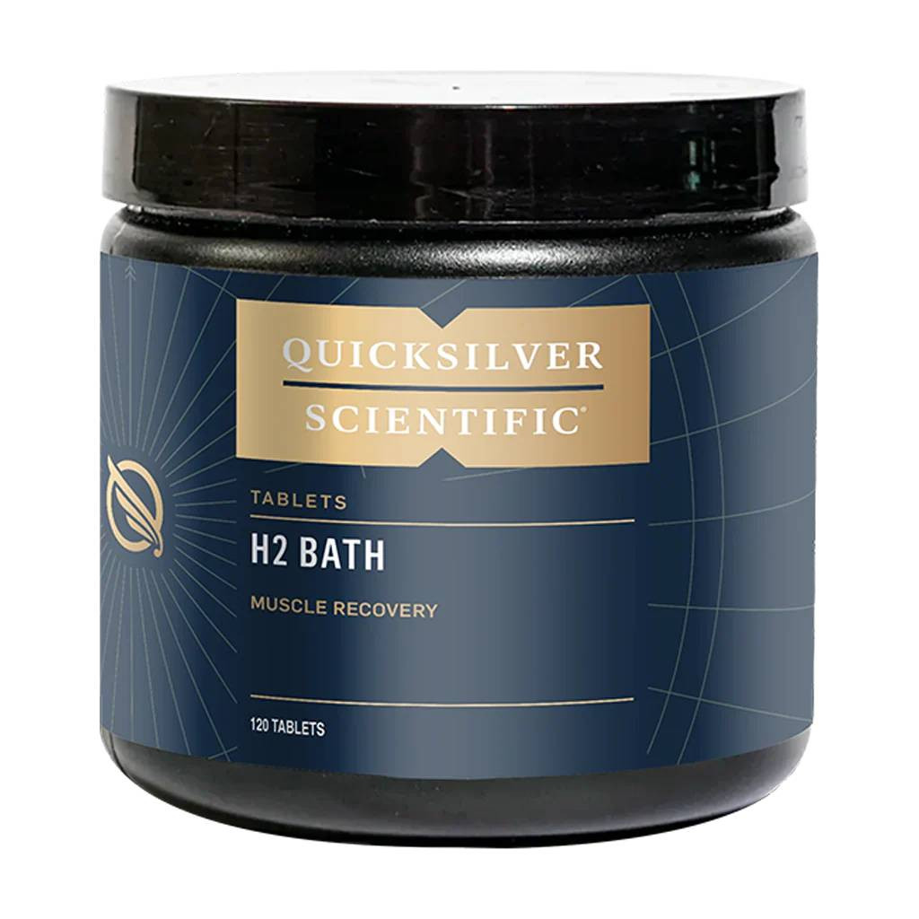 Quicksilver Scientific H2 Bath muscle recovery tablets dark jar