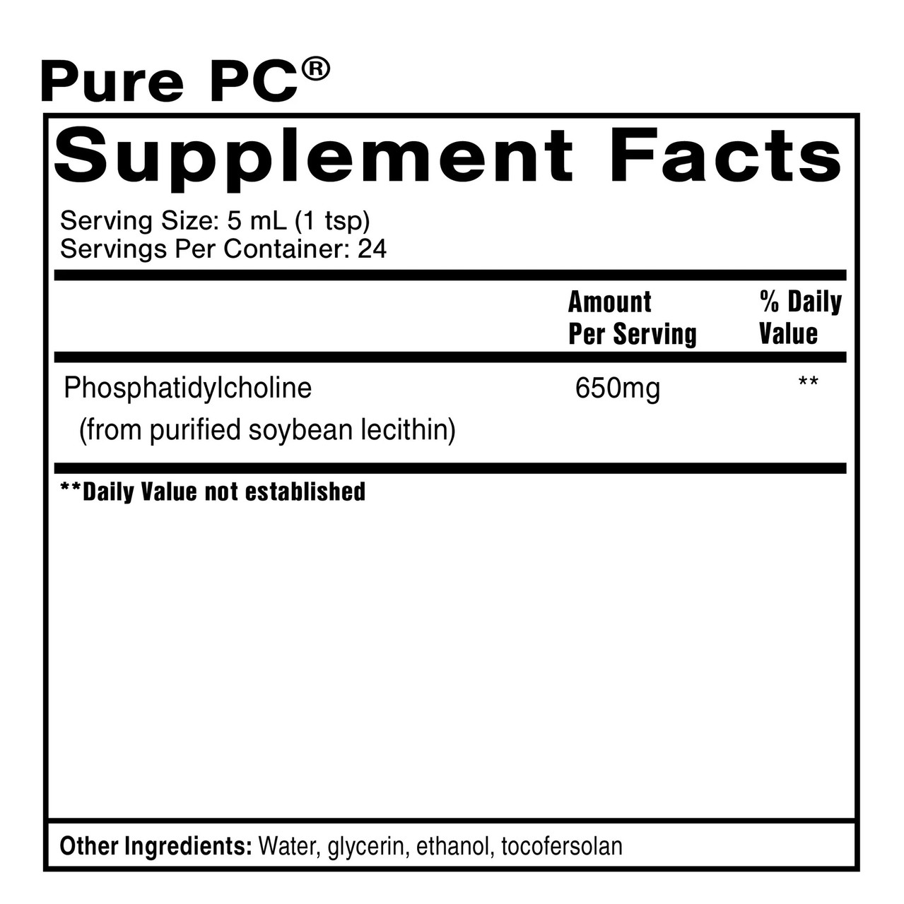 Black Box II Pure PC Supplement Facts phosphatidylcholine panel