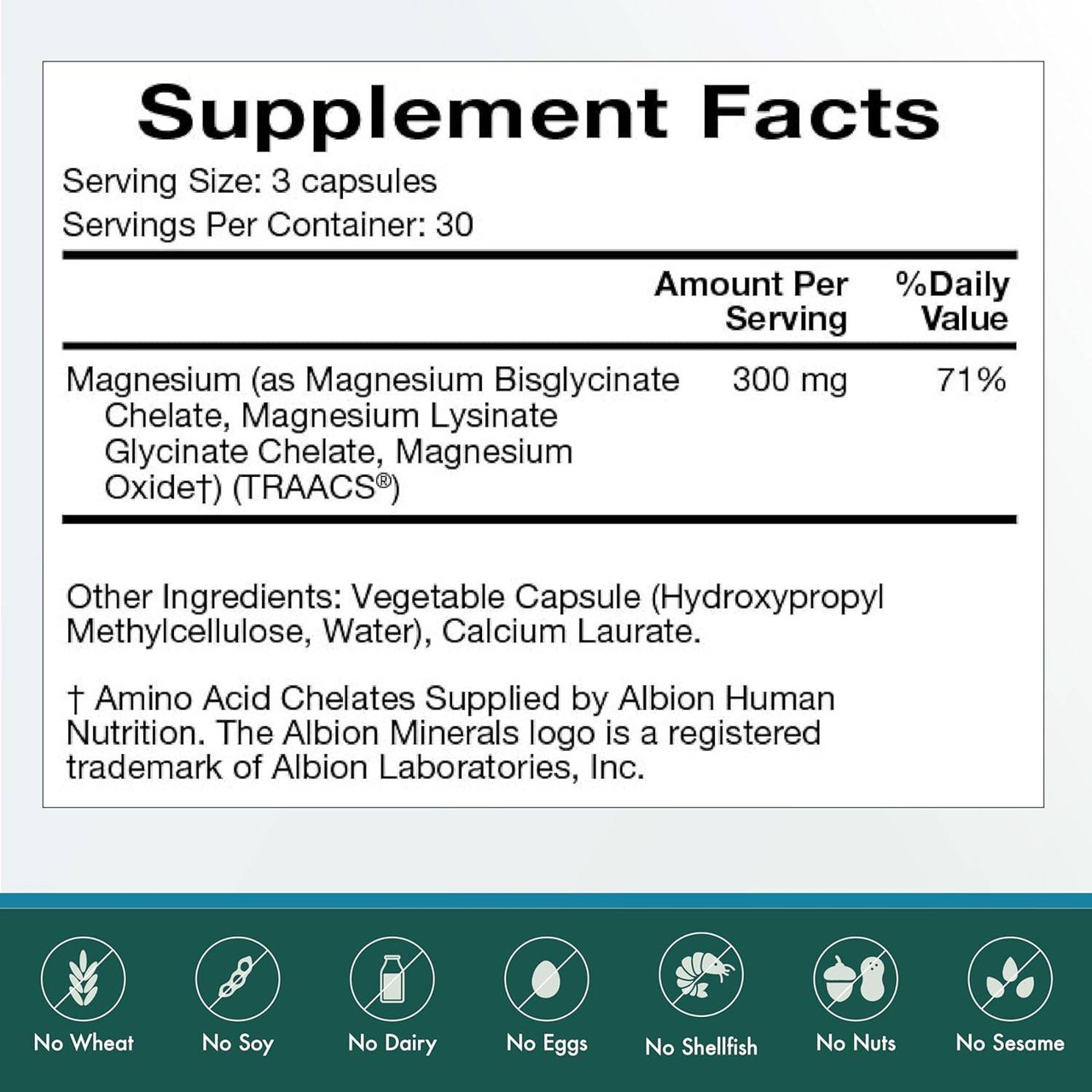 Dual-Mag Complex Supplement Facts magnesium chelates panel