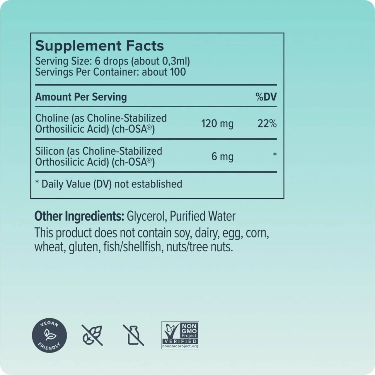 Collagen Generator supplement facts and other ingredients with free-from icons