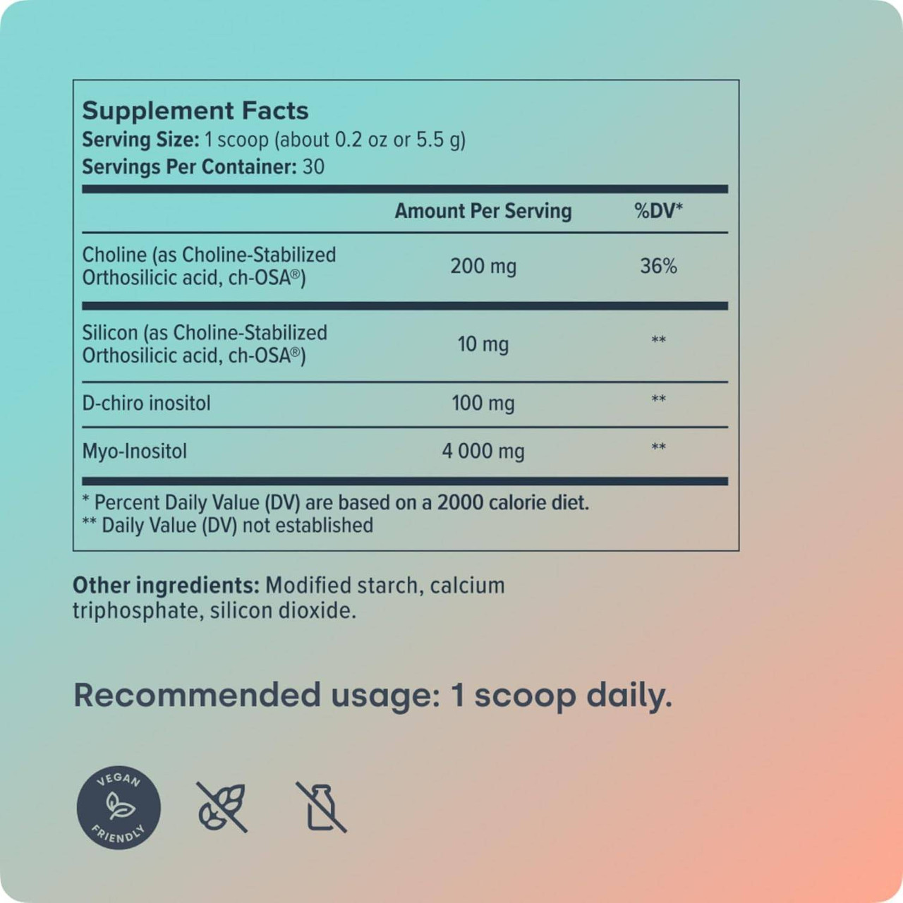 HerHarmony Beauty Blend Supplement Facts inositol ch-OSA panel