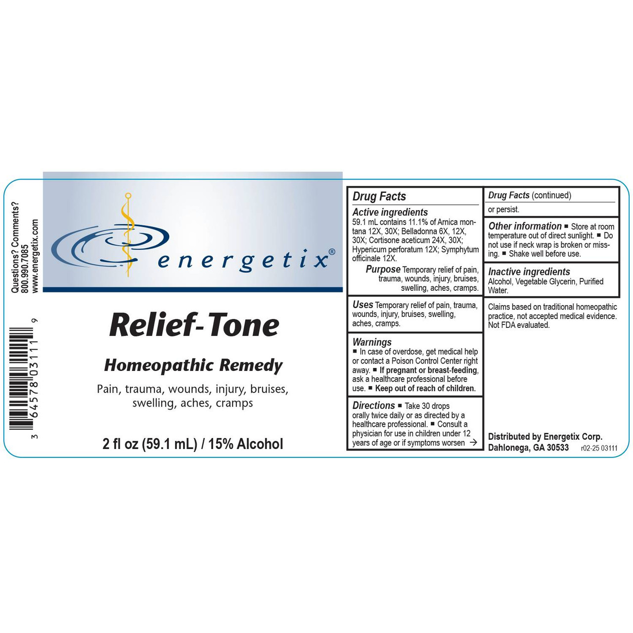 Energetix Relief-Tone - 59.1 Milliliters