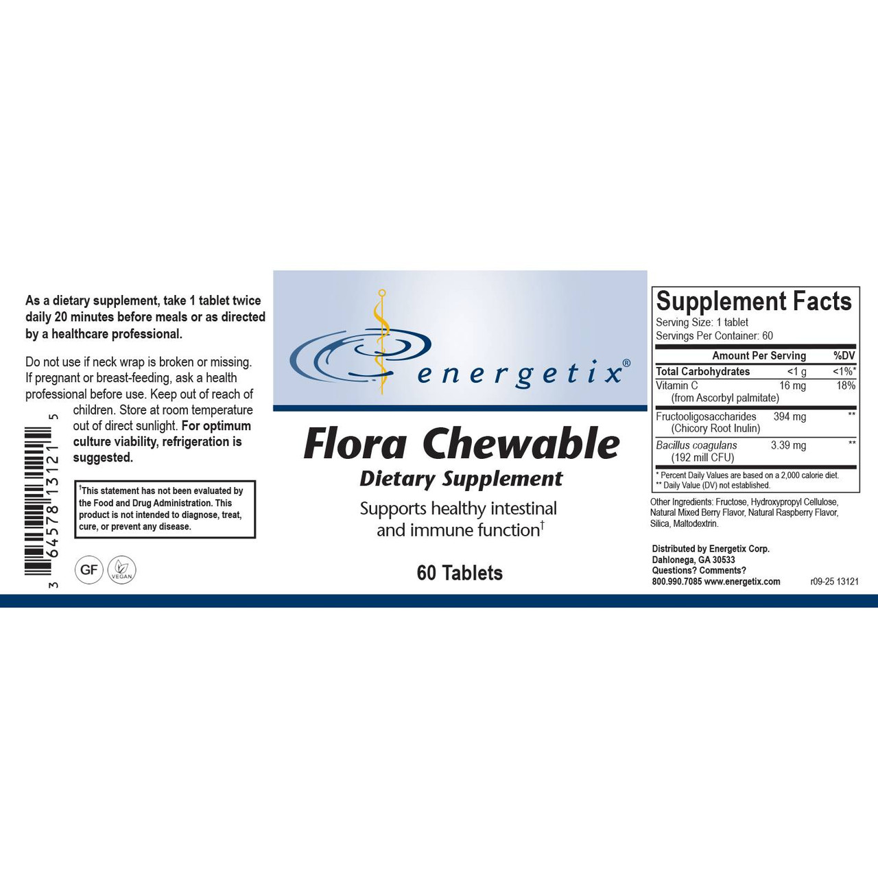 Energetix Flora Chewable - 60 Tablets