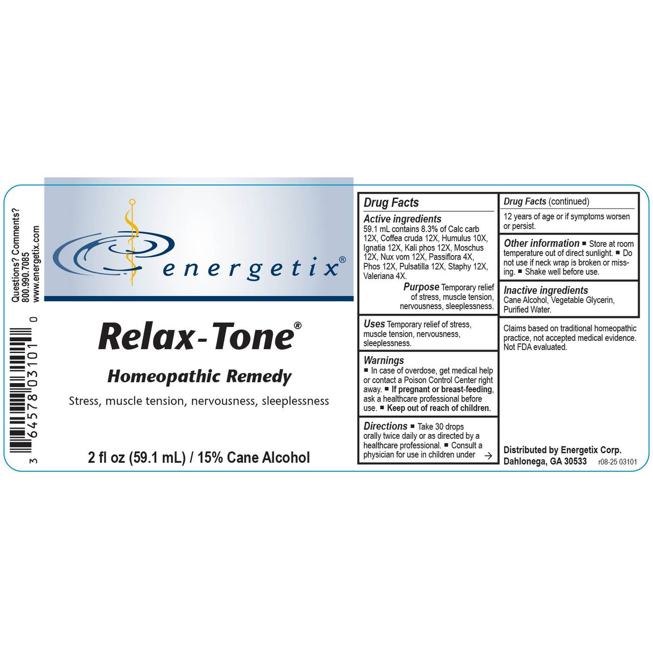 Energetix Relax-Tone - 59.1 Milliliters