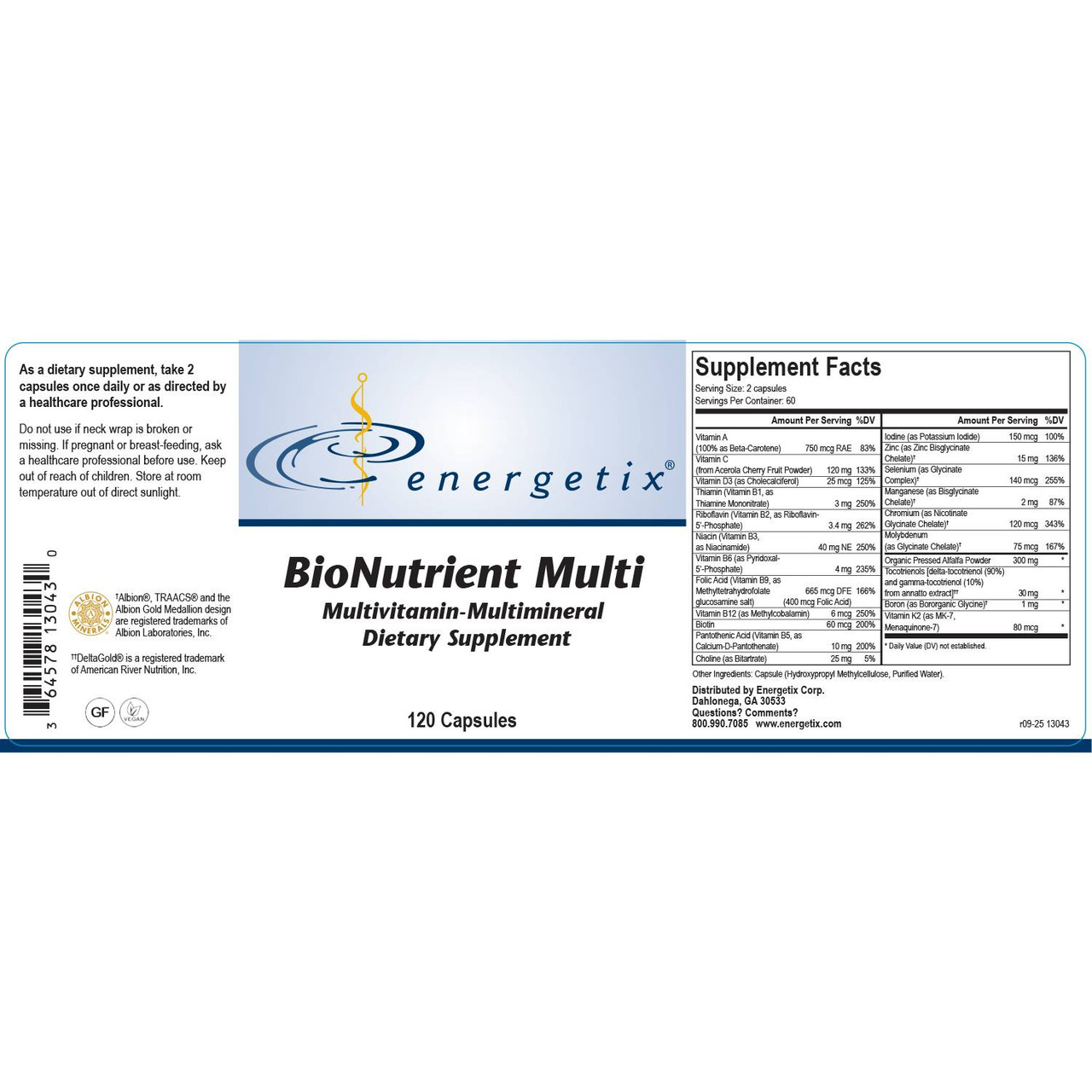 Energetix BioNutrient Multi - 120 Capsules