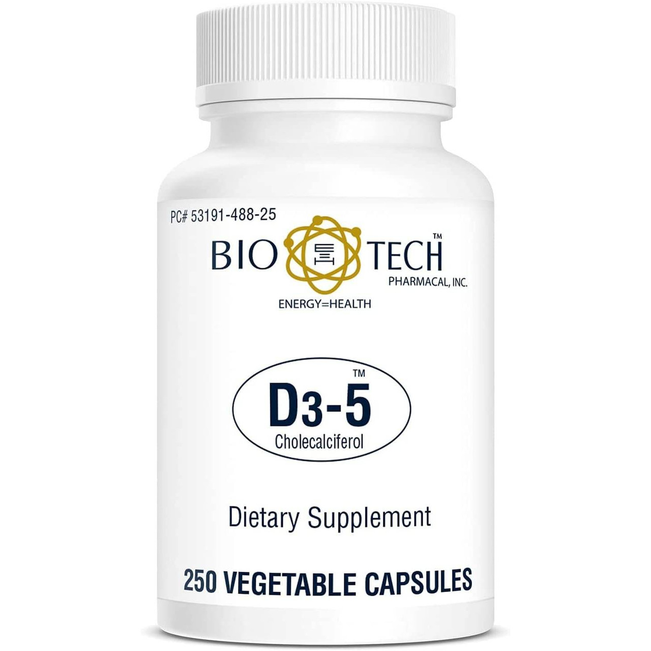 Bio-Tech Pharmacal D3-5 5000 IU 250 vegetable capsules white bottle