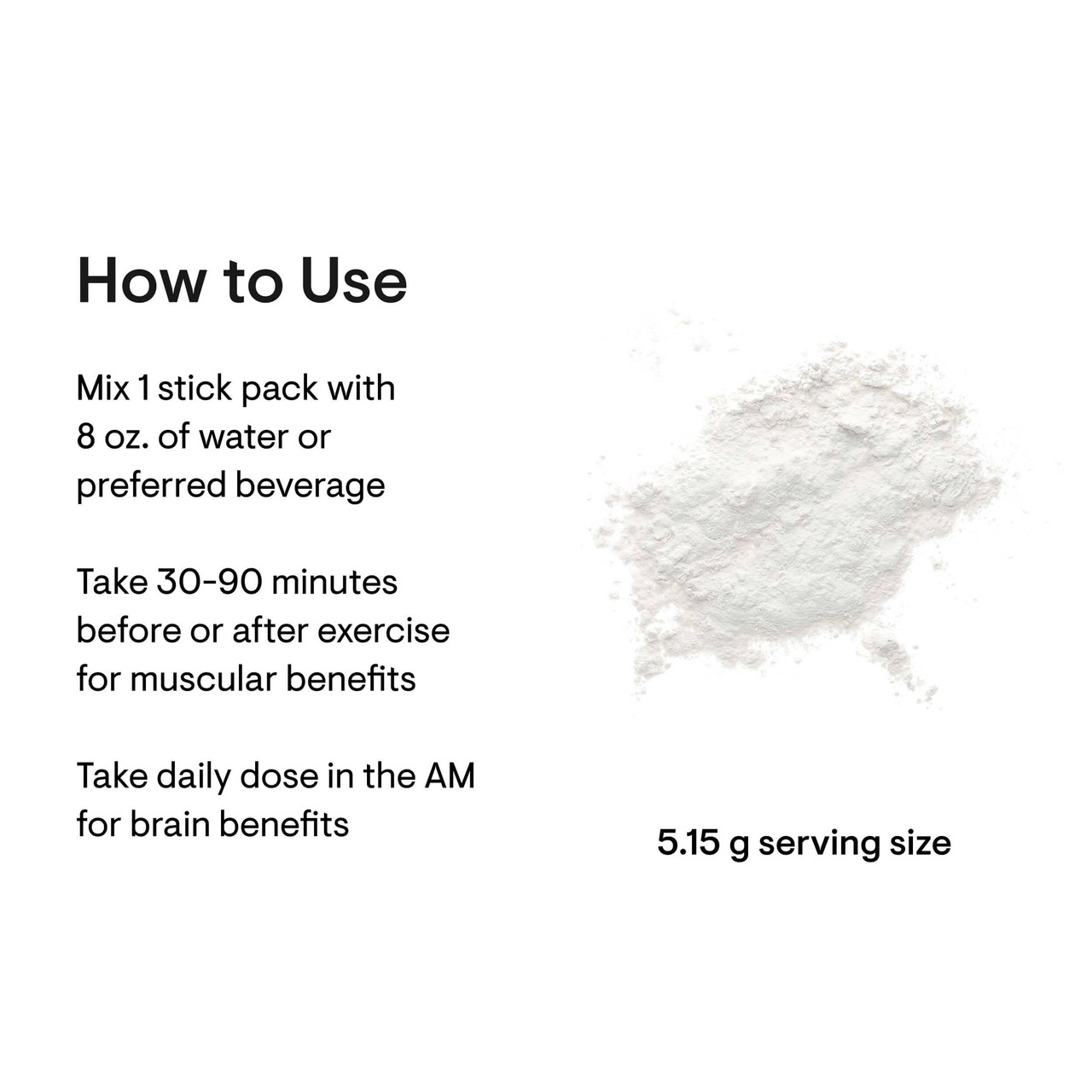 Creatine powder with how-to-use directions