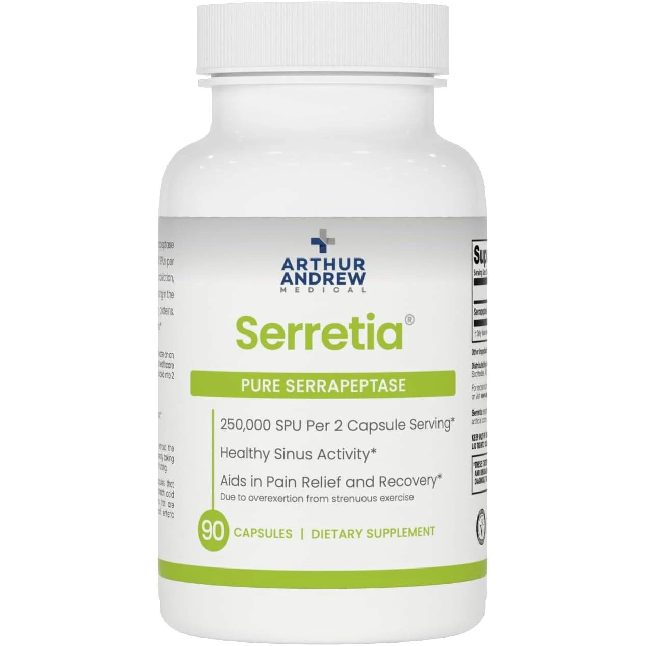 Arthur Andrew Medical Serretia pure serrapeptase 90 capsule bottle