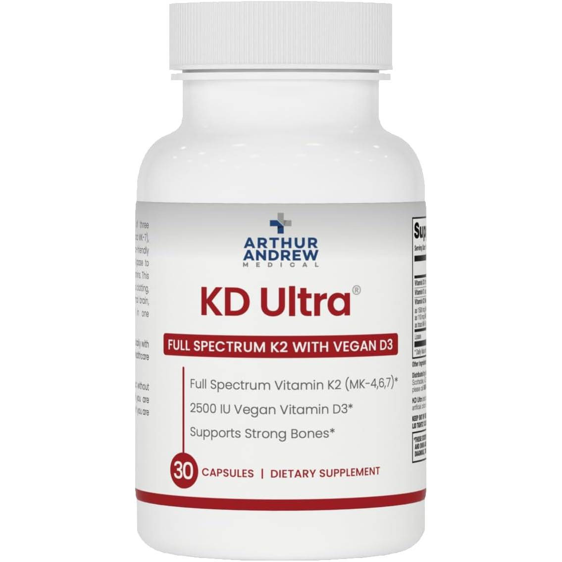 Arthur Andrew Medical KD Ultra, Full Spectrum K2 and Vegan D3 - 30 Capsules