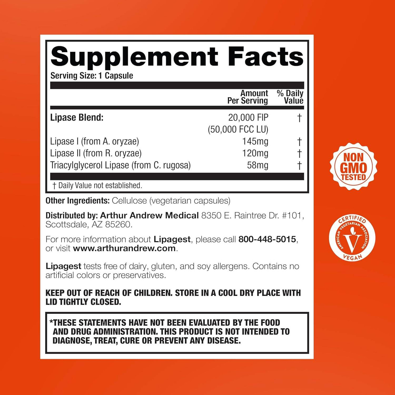 Arthur Andrew Medical Lipagest - 20,000 FIP - 180 Capsules