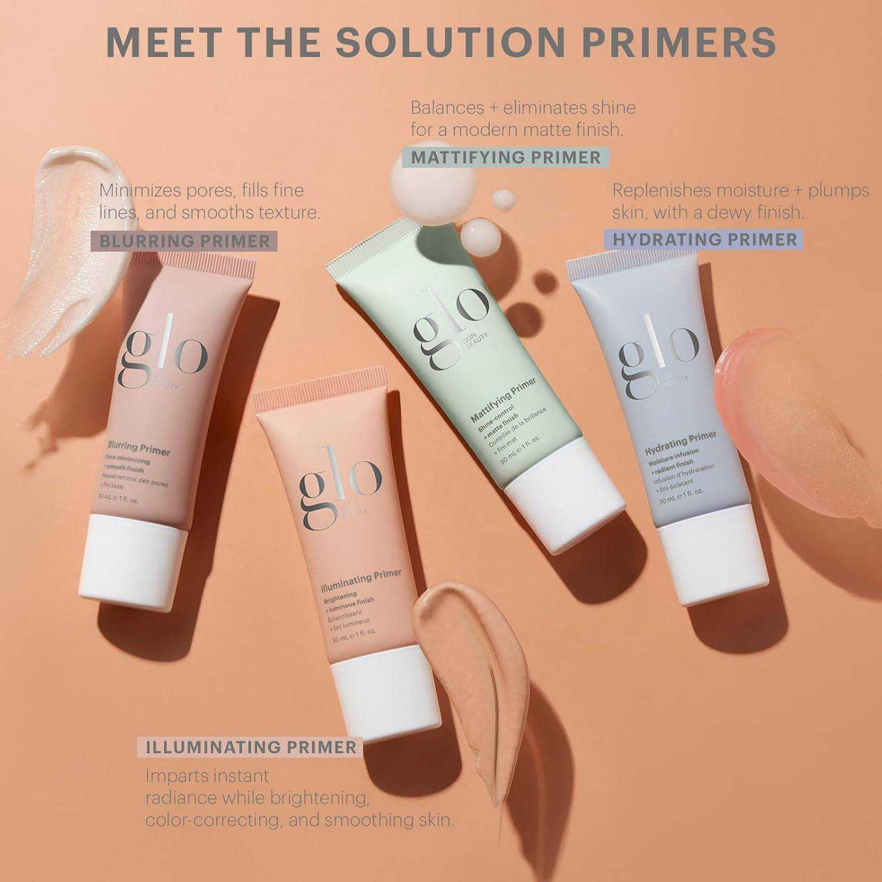 Meet the Solution Primers blurring illuminating mattifying hydrating graphic