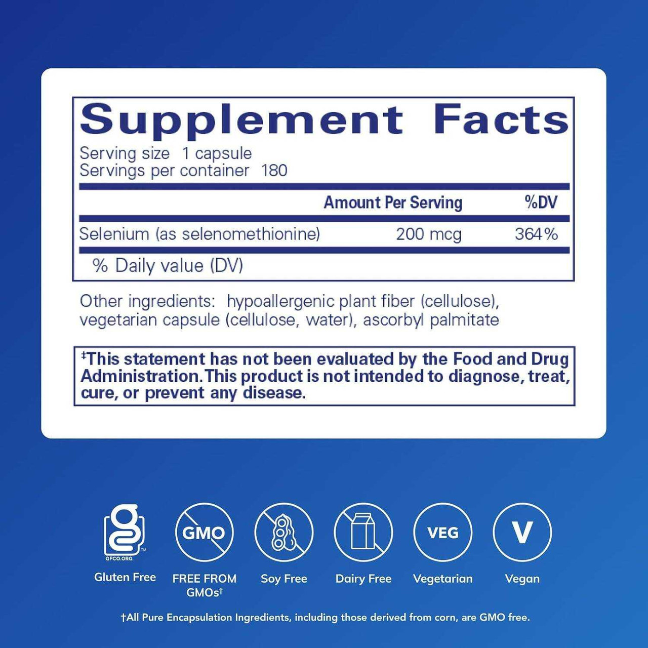 Pure Encapsulations Selenium (selenomethionine) PURE-SLN 14.5