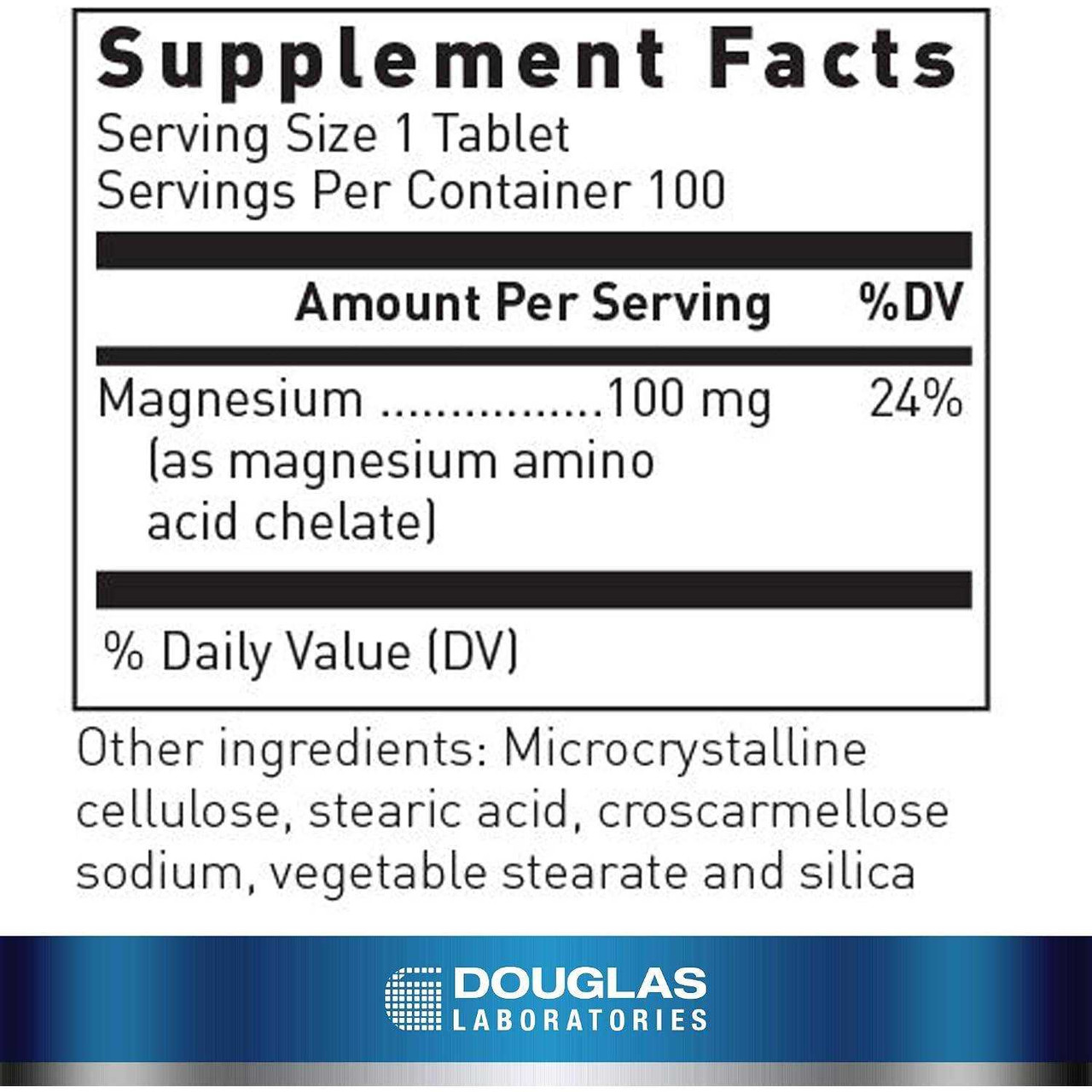 Douglas Labs Chelated Magnesium - 100 Tablets DLBS06054 12.5