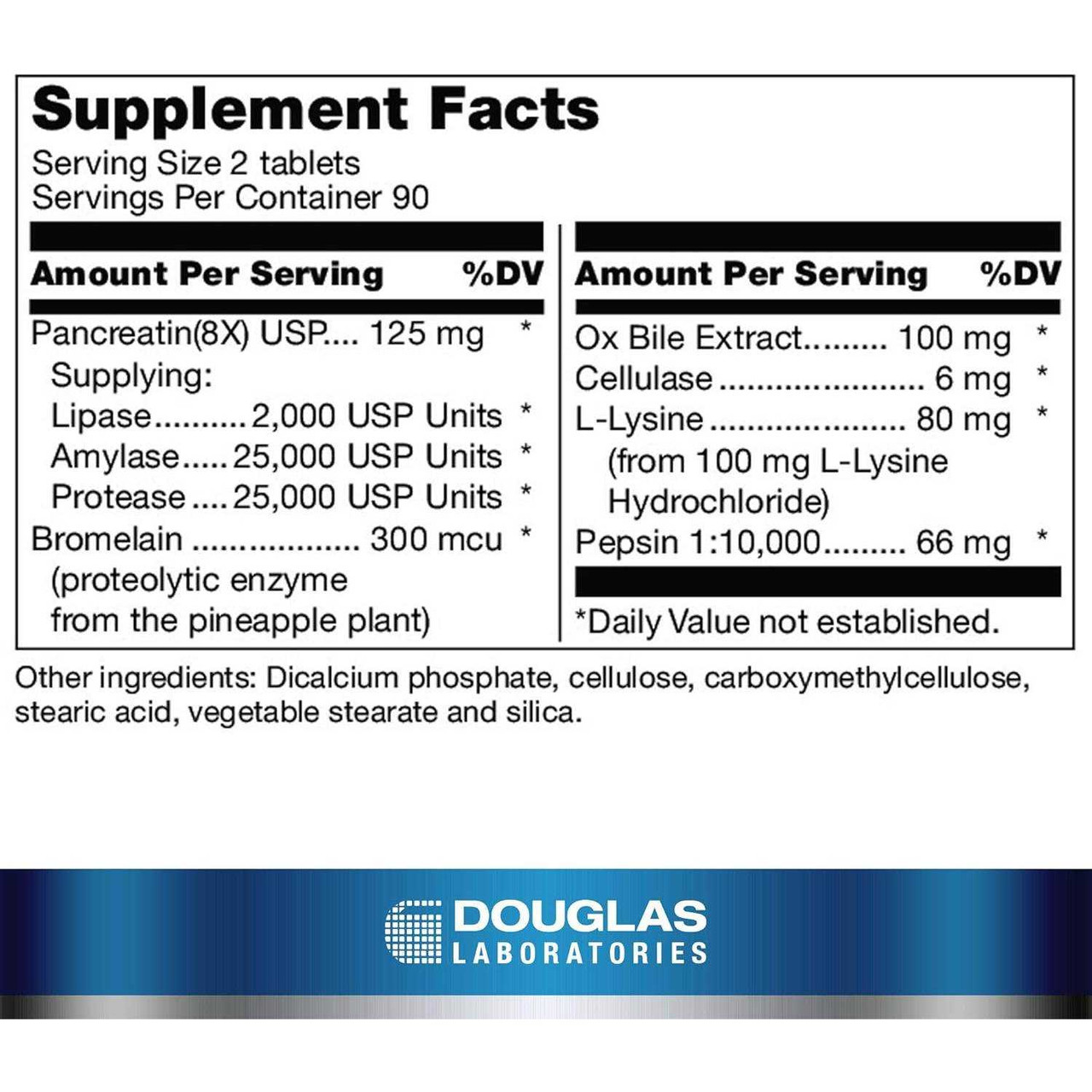 Ultrazyme Supplement Facts pancreatin lipase amylase protease panel