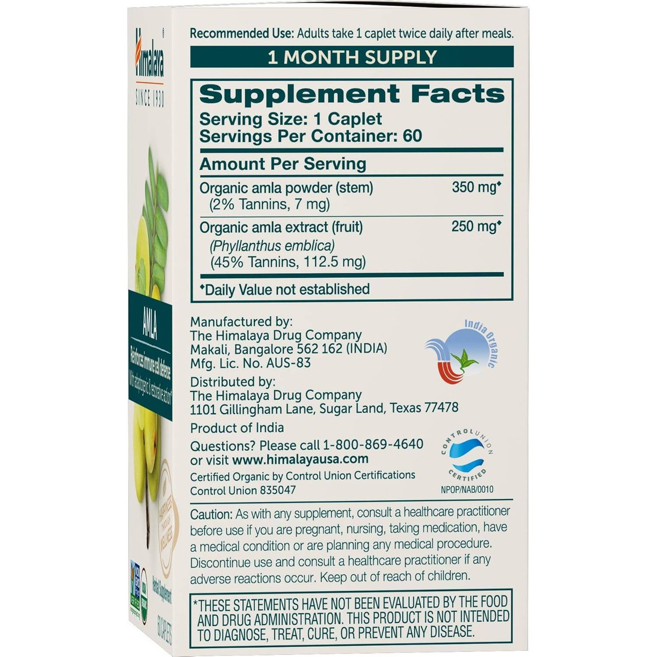 Himalaya Wellness Organic Amla - 60 Caplets