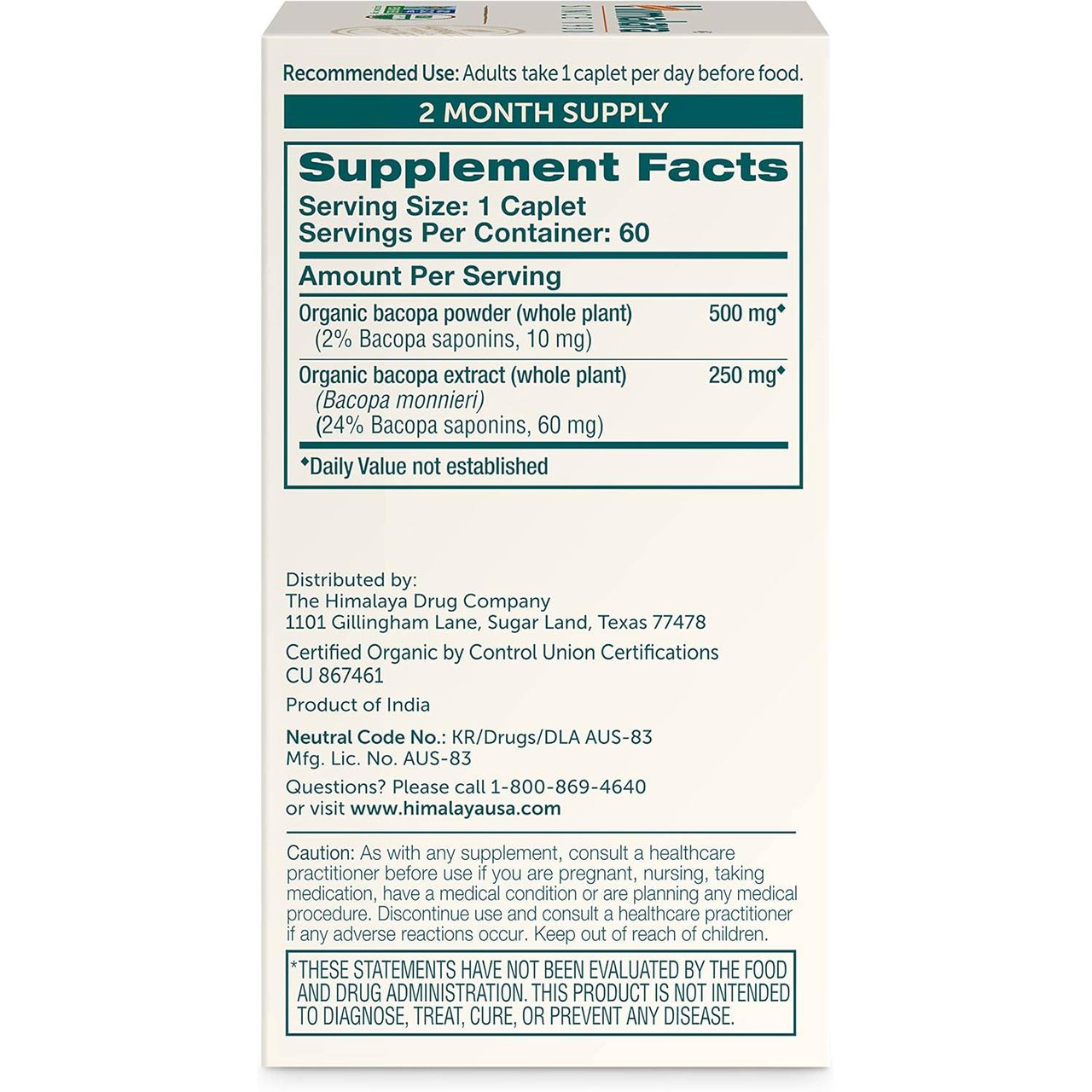 Himalaya Wellness Organic Bacopa