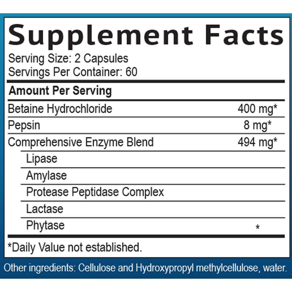 Smidge HCl + Enzymes - 120 Capsules