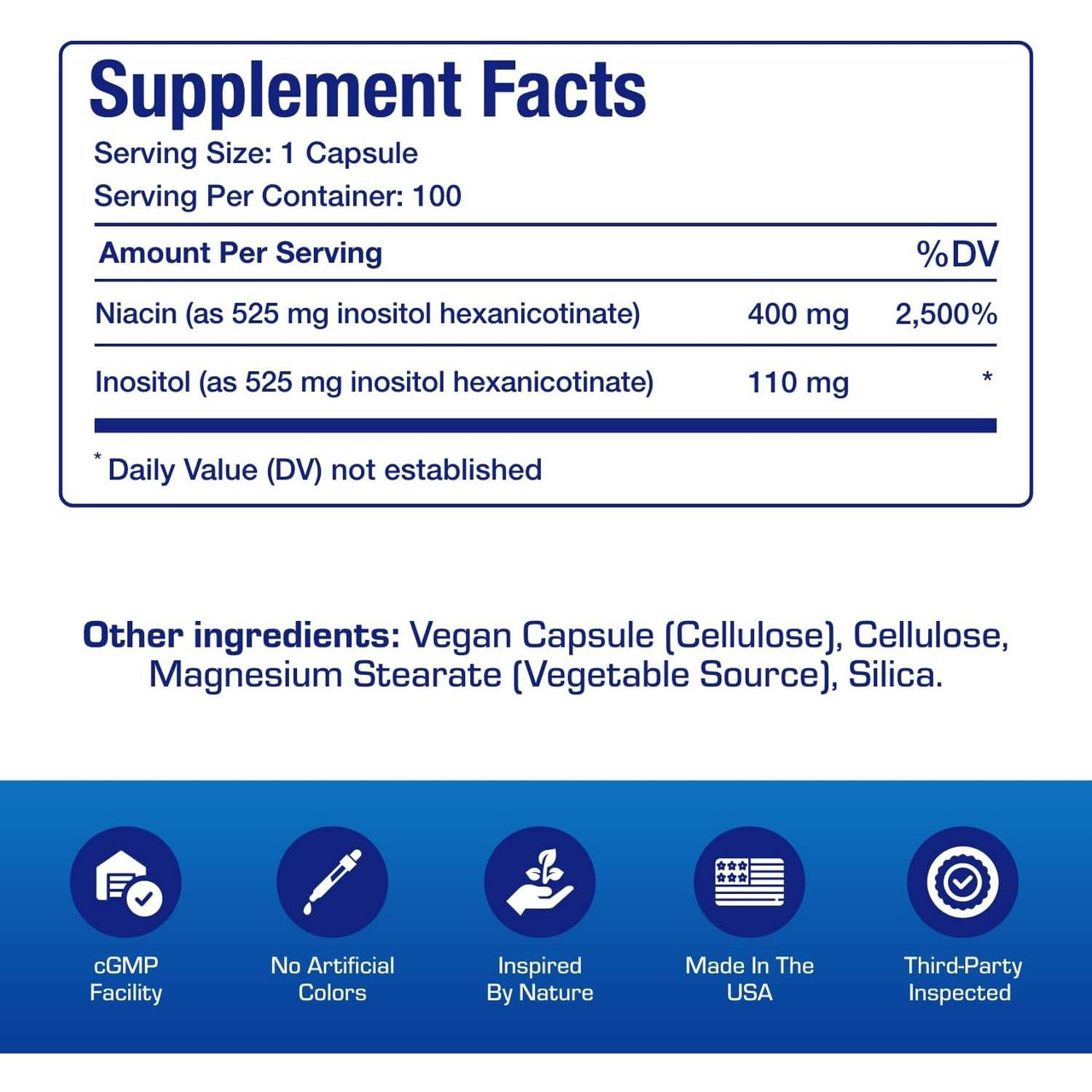 Niacin Hex Supplement Facts niacin inositol hexanicotinate panel