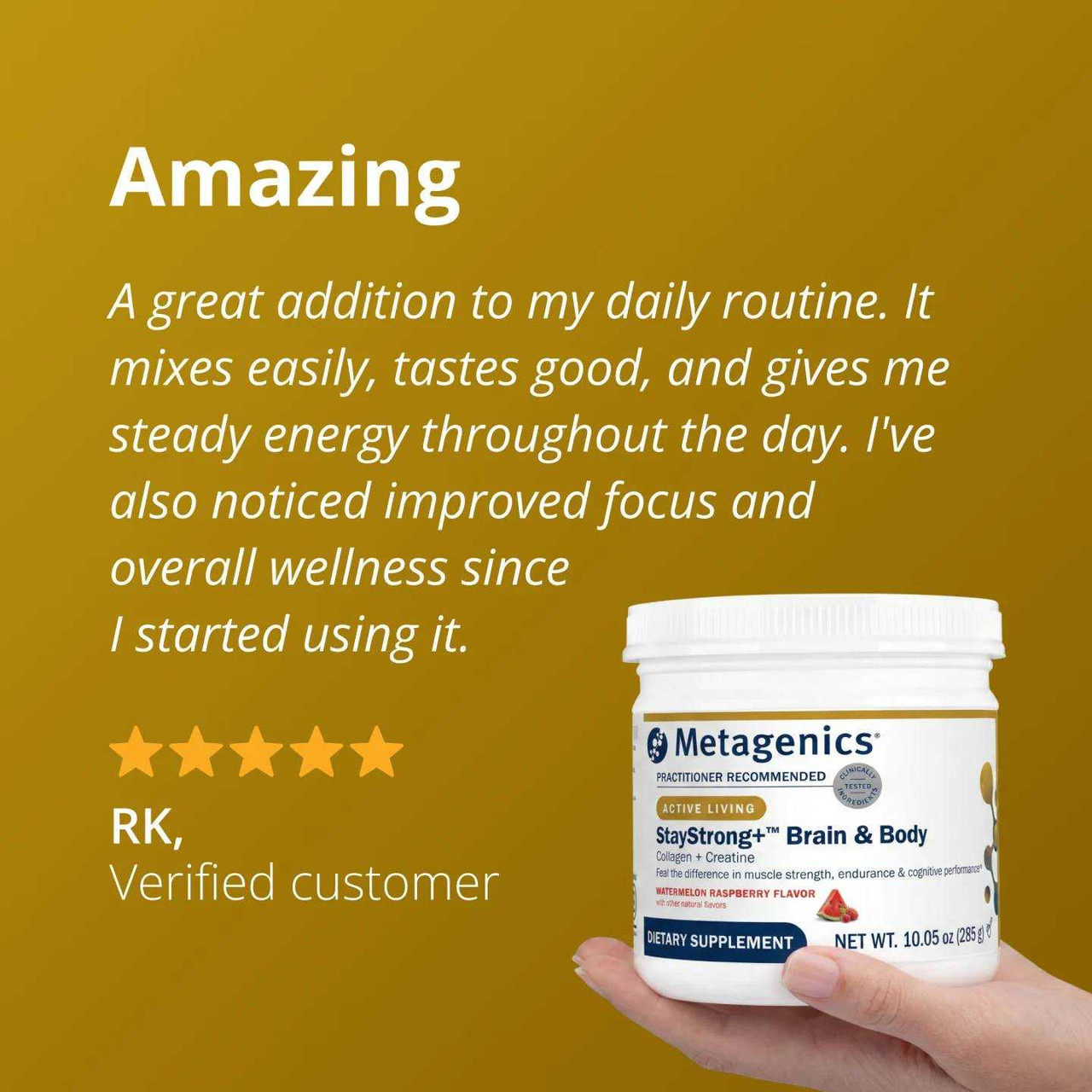 Metagenics StayStrong+ Brain & Body- Collagen & Creatine Powder - 285 Grams MTGN61945 49.99