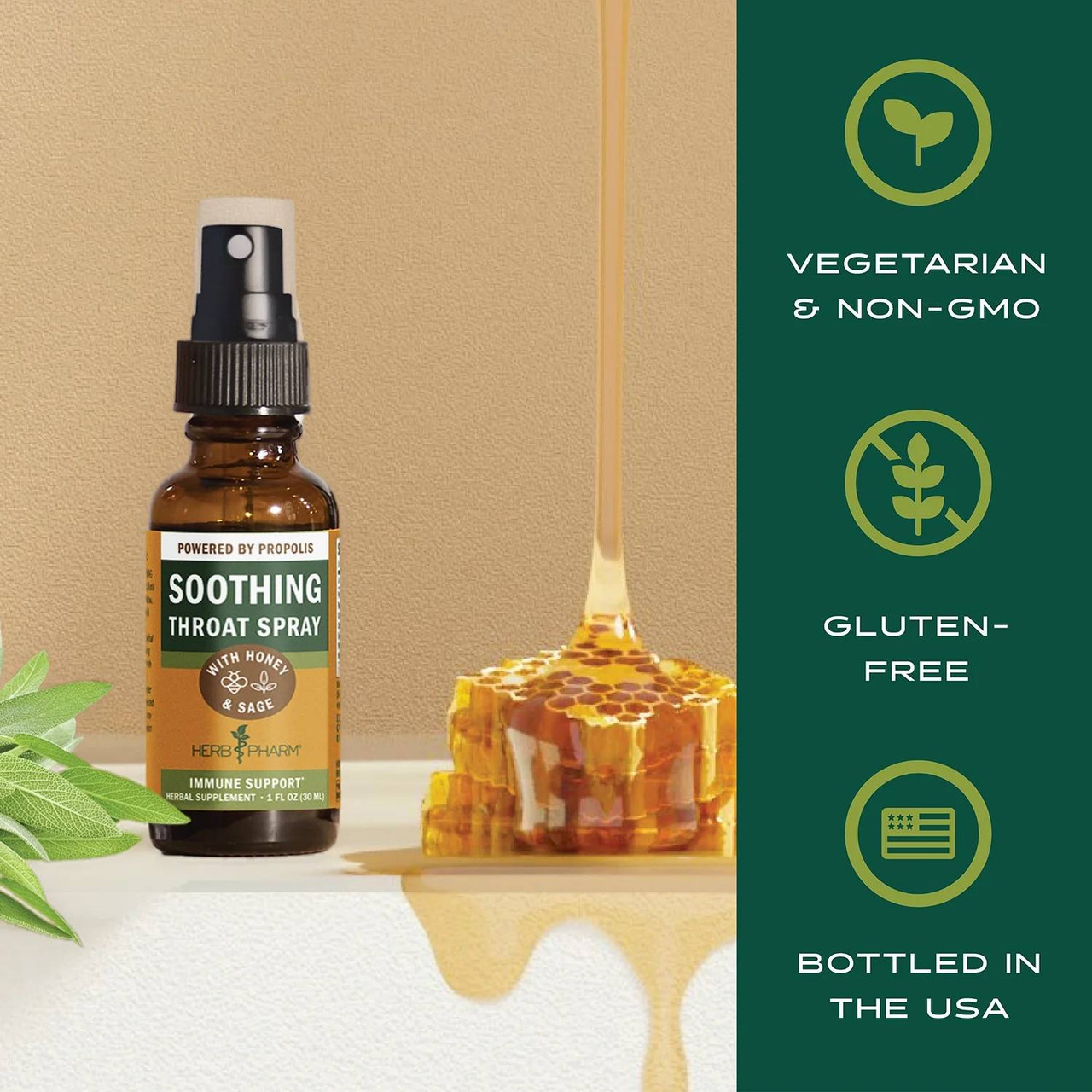 Herb Pharm Soothing Throat Spray, Honey Sage - 1 Ounce