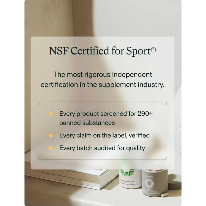 NSF Certified for Sport graphic, every product screened for 290+ banned substances