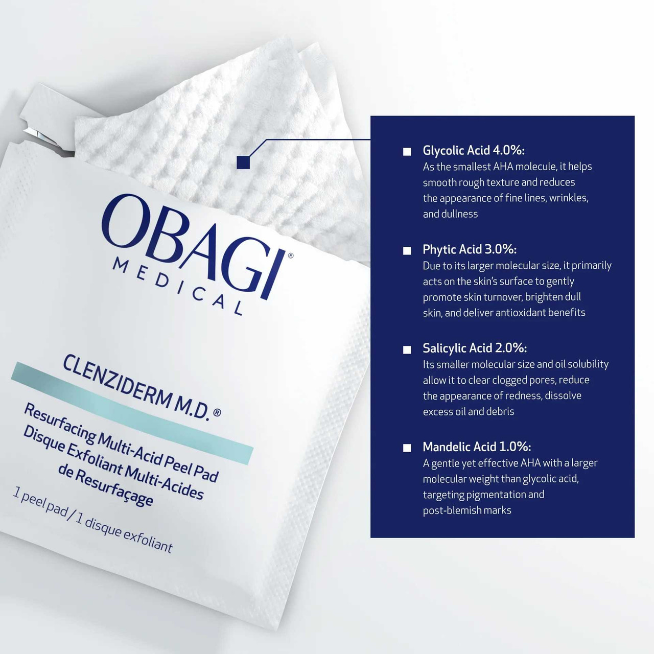 Obagi CLENZIDERM M.D. Resurfacing Multi-Acid Peel Pads OB-CMDR 100