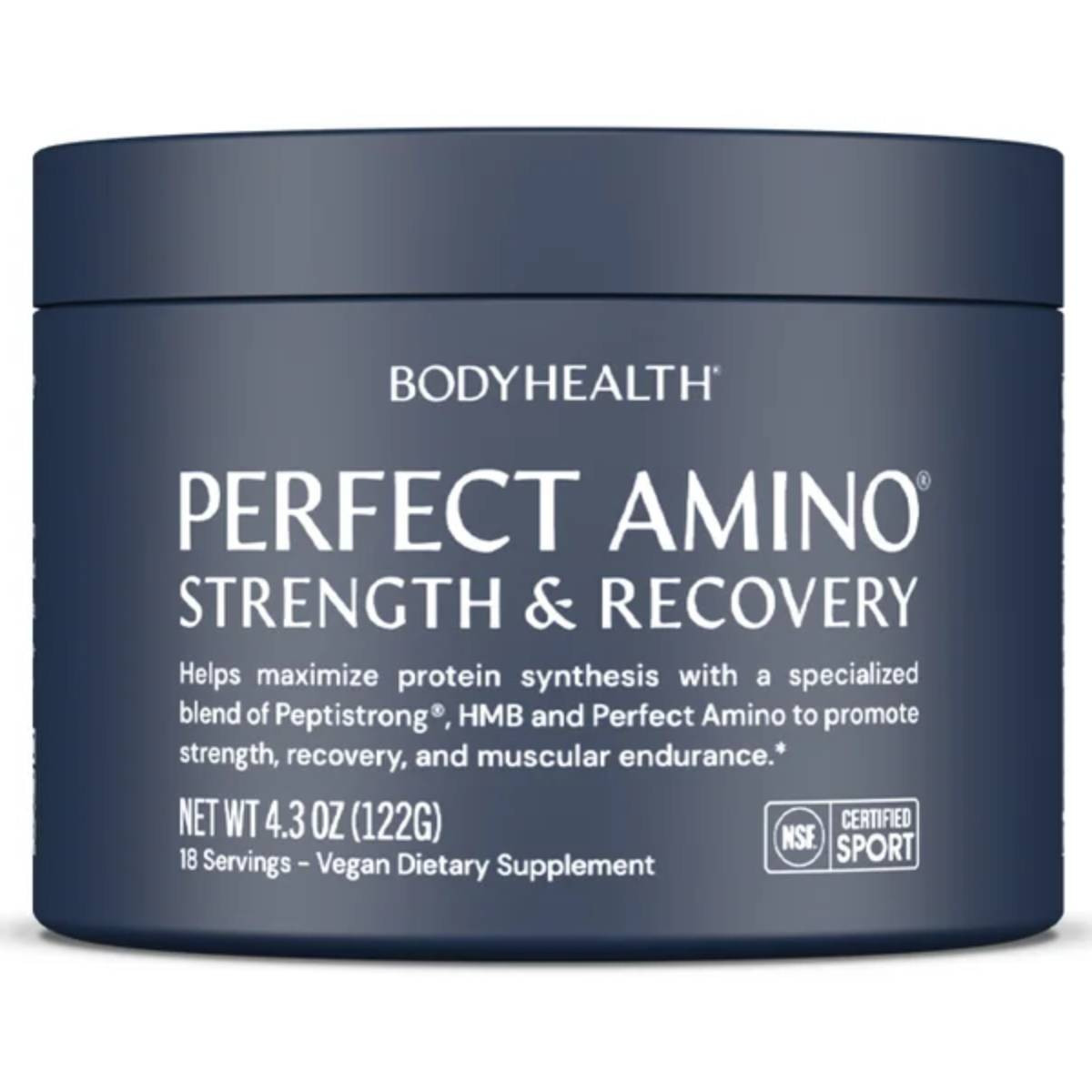 Perfect Amino Strength and Recovery NSF Certified Sport blue tub
