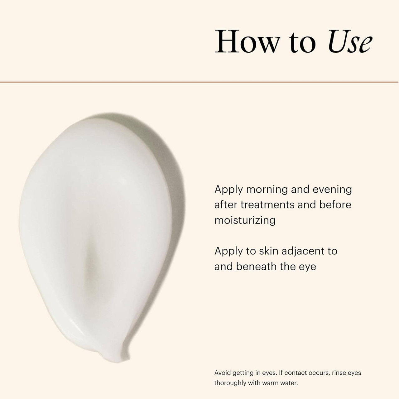 SkinMedica TNS Eye Repair cream swatch with how to use directions