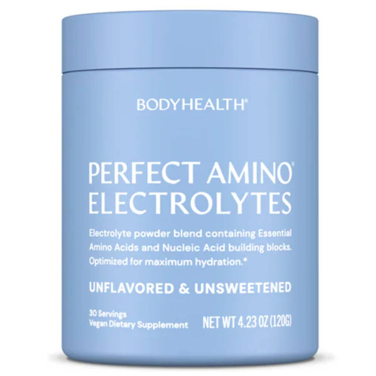 Perfect Amino Electrolytes unflavored unsweetened blue tub