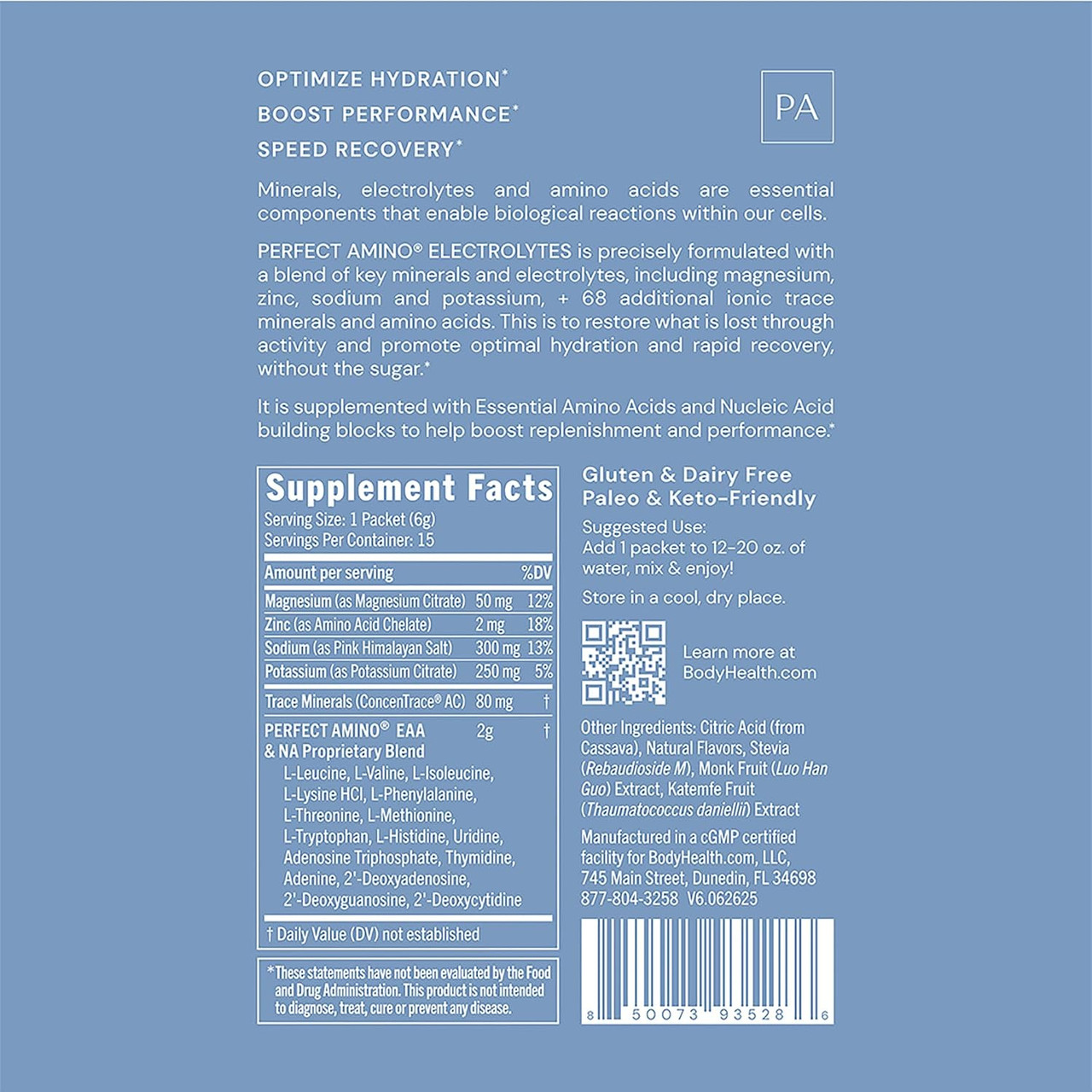 BodyHealth Perfect Amino Electrolytes Travel Packets