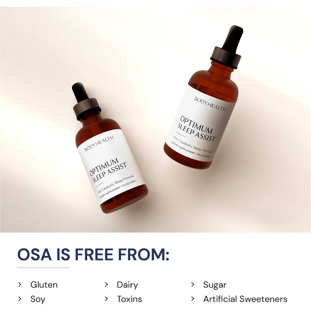 Optimum Sleep Assist free from gluten soy dairy sugar toxins graphic