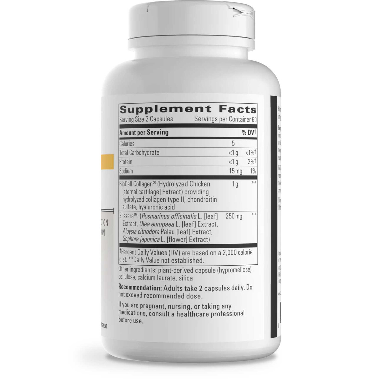 Collagen Advantage Supplement Facts BioCell Boswellia ashwagandha panel