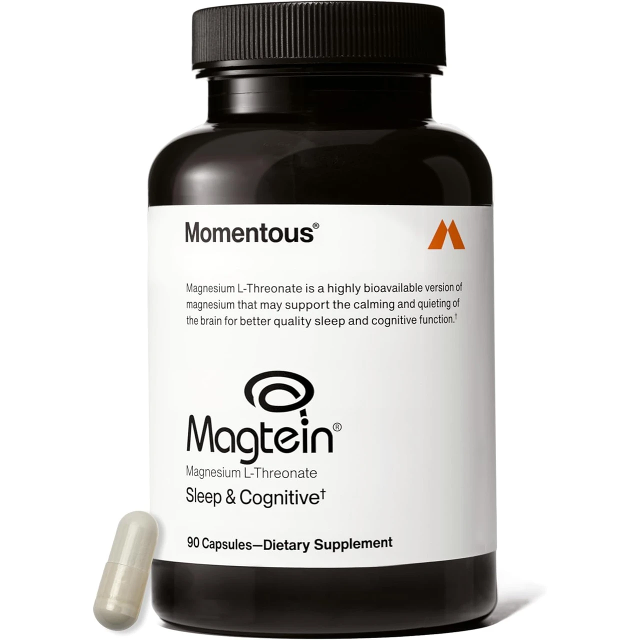 Momentous Magtein Magnesium L-Threonate 90 capsules dark bottle