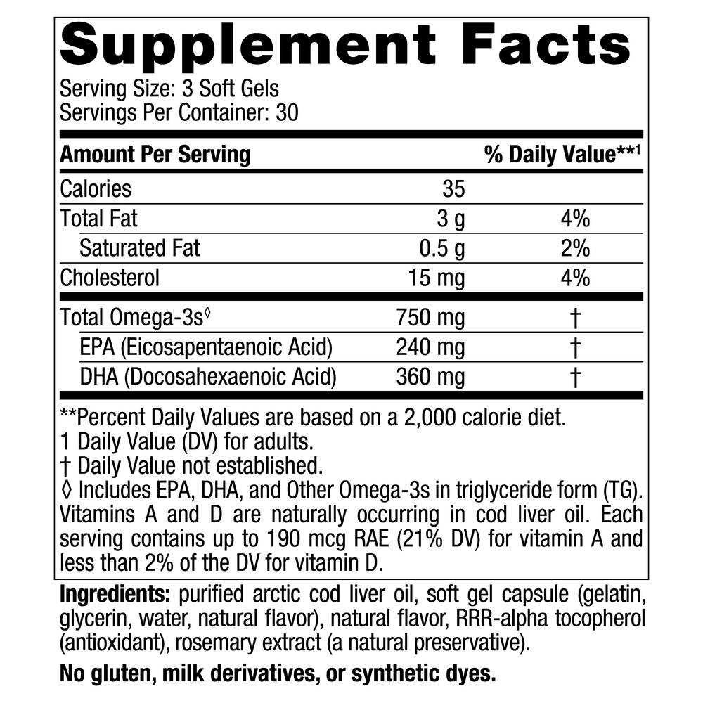 Nordic Naturals Arctic Cod Liver Oil, Lemon NDNA-ACLOL 25.99