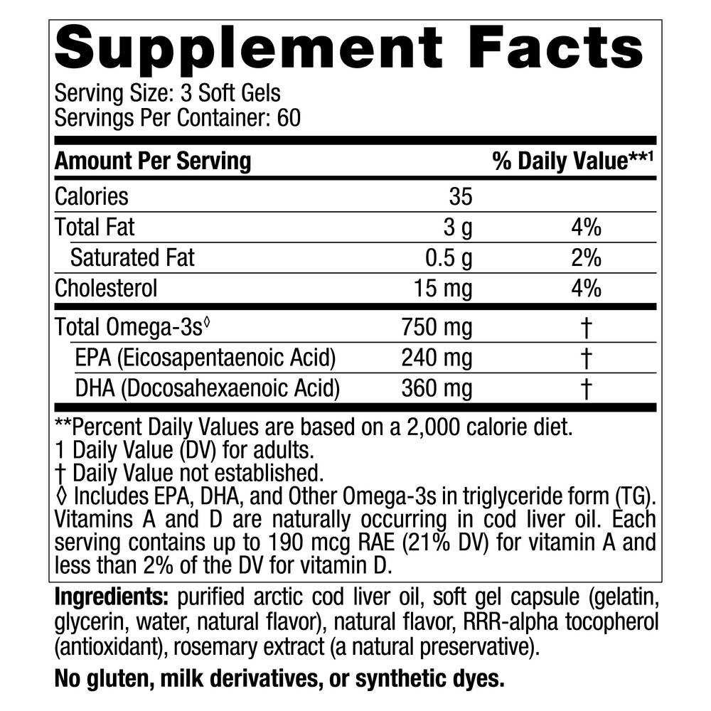 Nordic Naturals Arctic Cod Liver Oil, Lemon NDNA-ACLOL 25.99