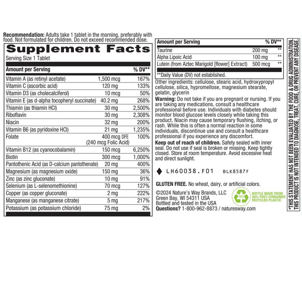 alpha betic Supplement Facts B vitamins alpha lipoic acid panel
