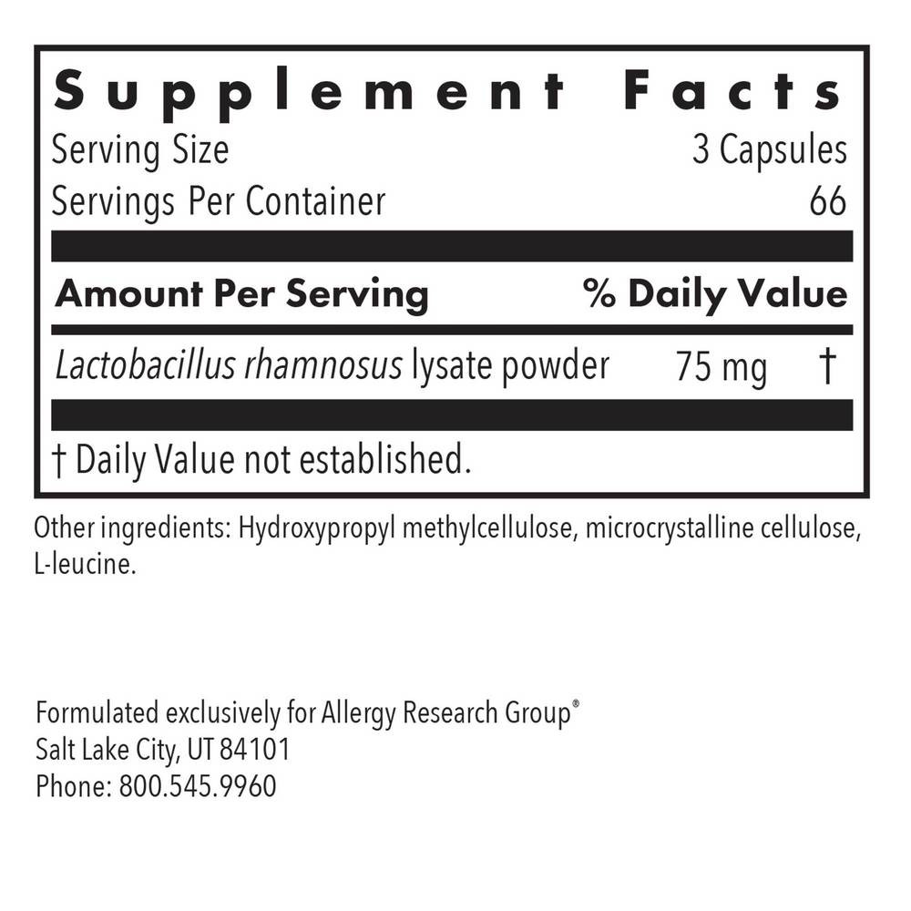 ImmunoBiotic Pro Supplement Facts Lactobacillus rhamnosus lysate panel