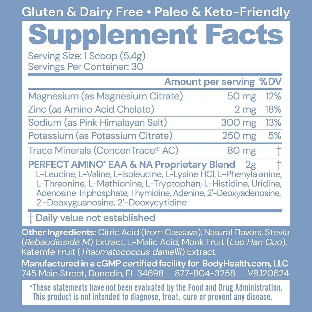 BodyHealth PerfectAmino Electrolytes, Orange