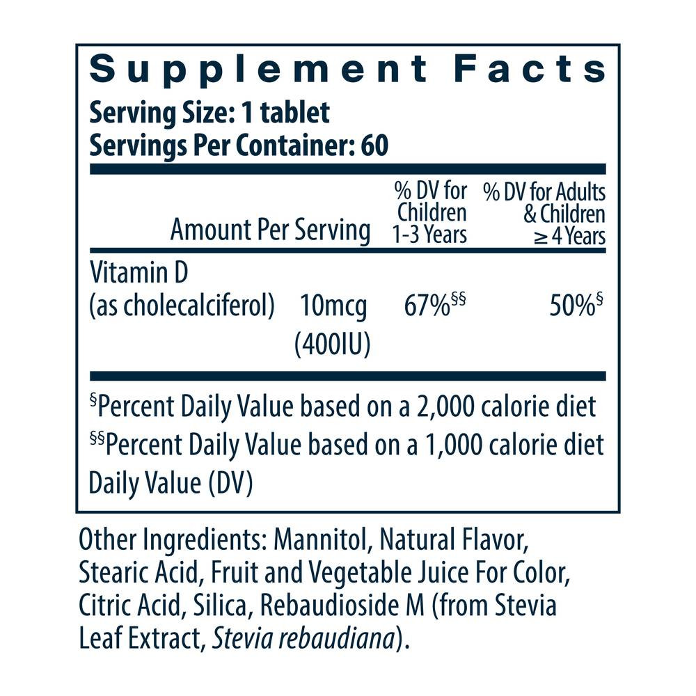 Vital Nutrients D3 Dynamo Meltable Tablets, Vitamin D, Cherry - 60 Tablets