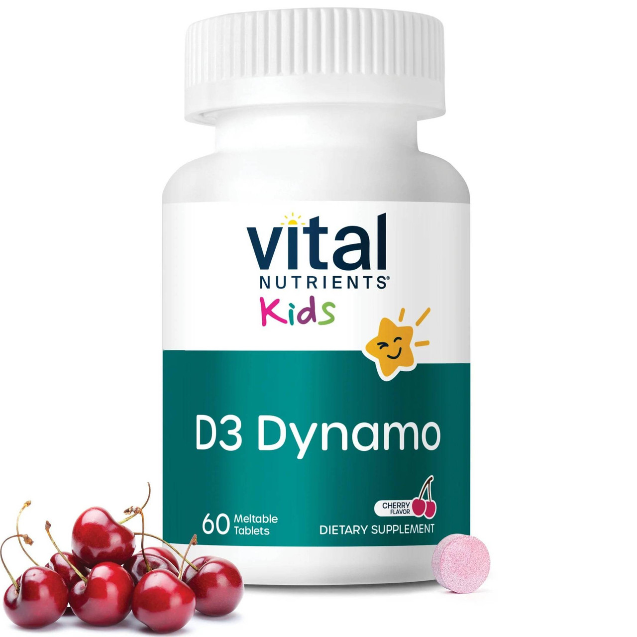 Vital Nutrients D3 Dynamo Meltable Tablets, Vitamin D, Cherry - 60 Tablets