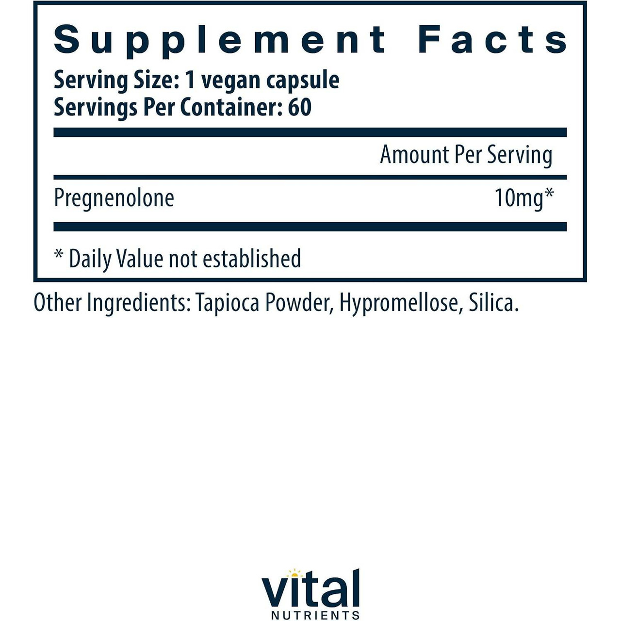 Vital Nutrients Pregnenolone 10mg - 60 Capsules