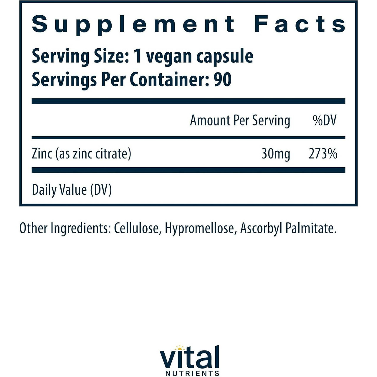Vital Nutrients Zinc (Citrate) 30mg