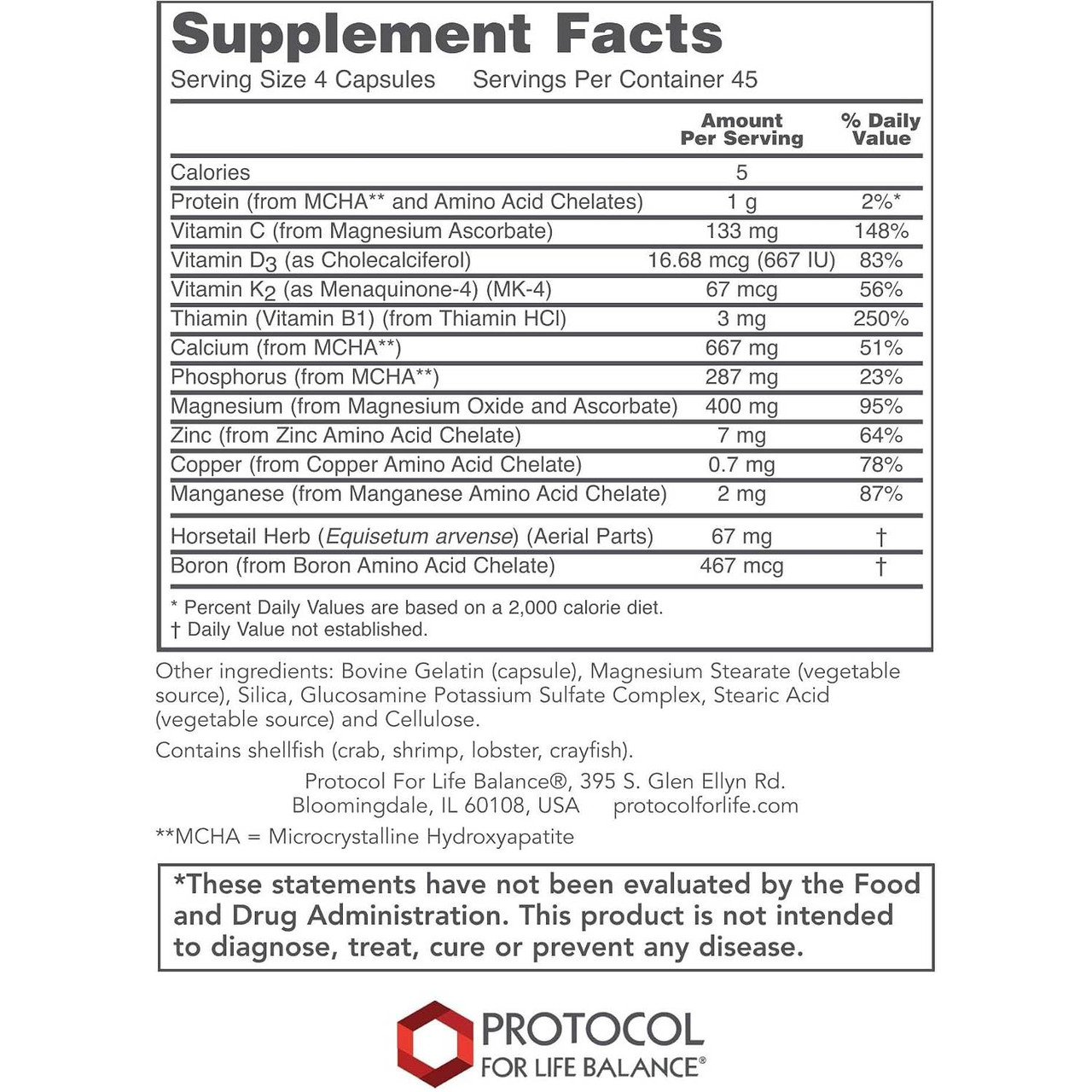Protocol Bone Support Formula - 180 Capsules