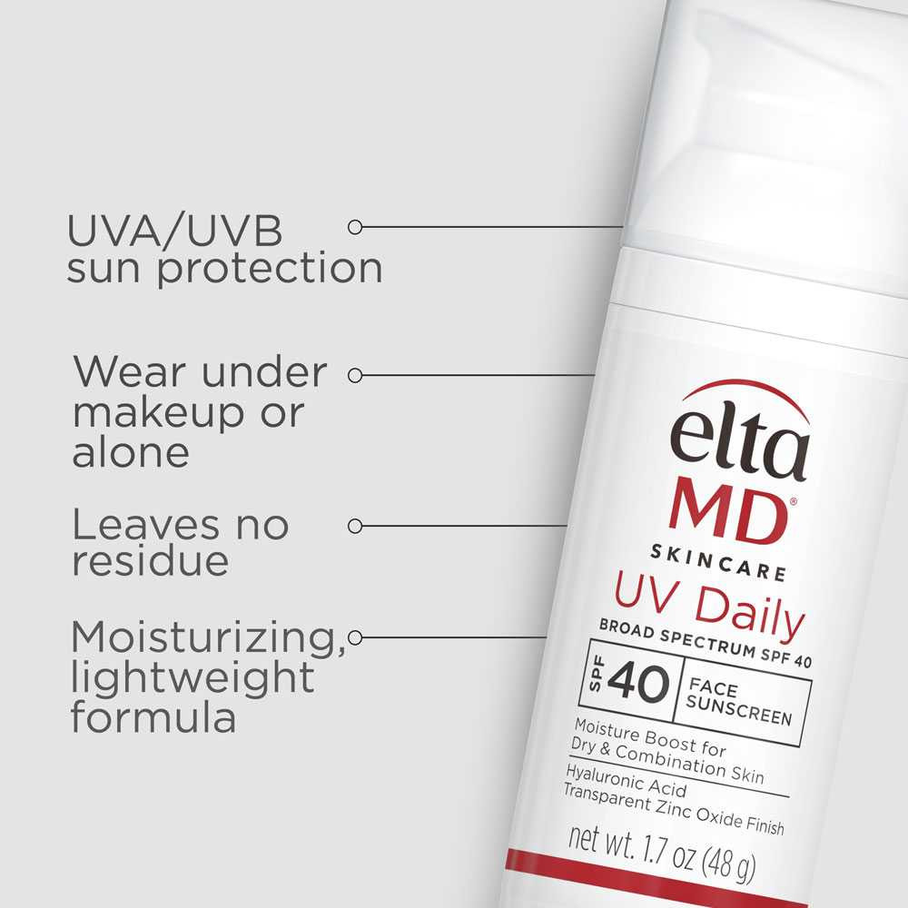 EltaMD UV Daily pump bottle with product benefit callouts