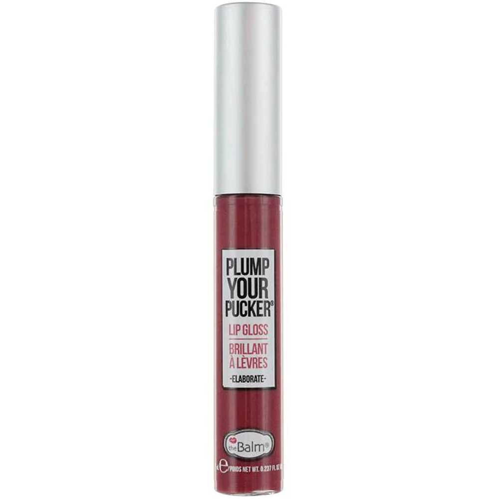 theBalm Plump Your Pucker lip gloss in Elaborate, berry red