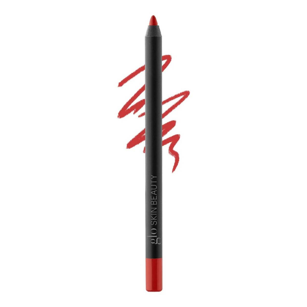 Red lip pencil with a scribbled swatch