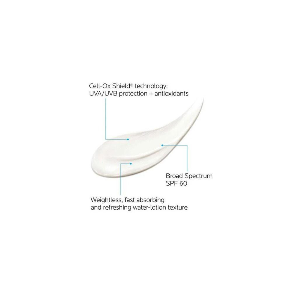 White sunscreen swipe, Cell-Ox Shield technology and weightless texture callouts