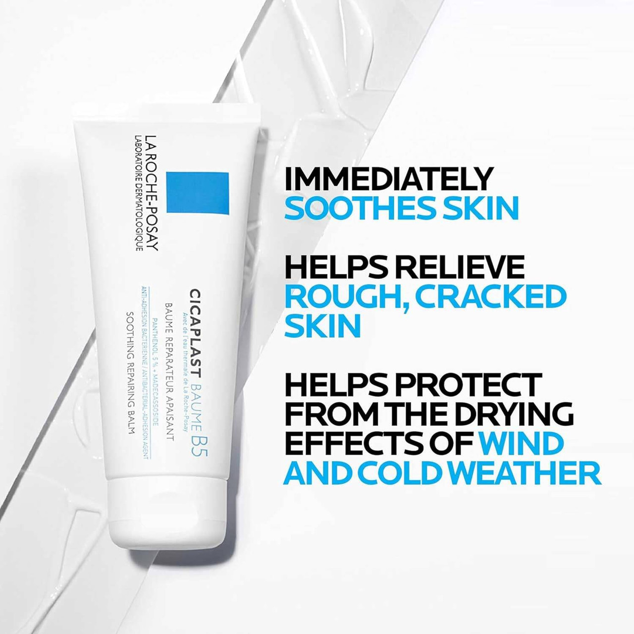 La Roche-Posay Cicaplast Baume B5 tube with soothing benefit text