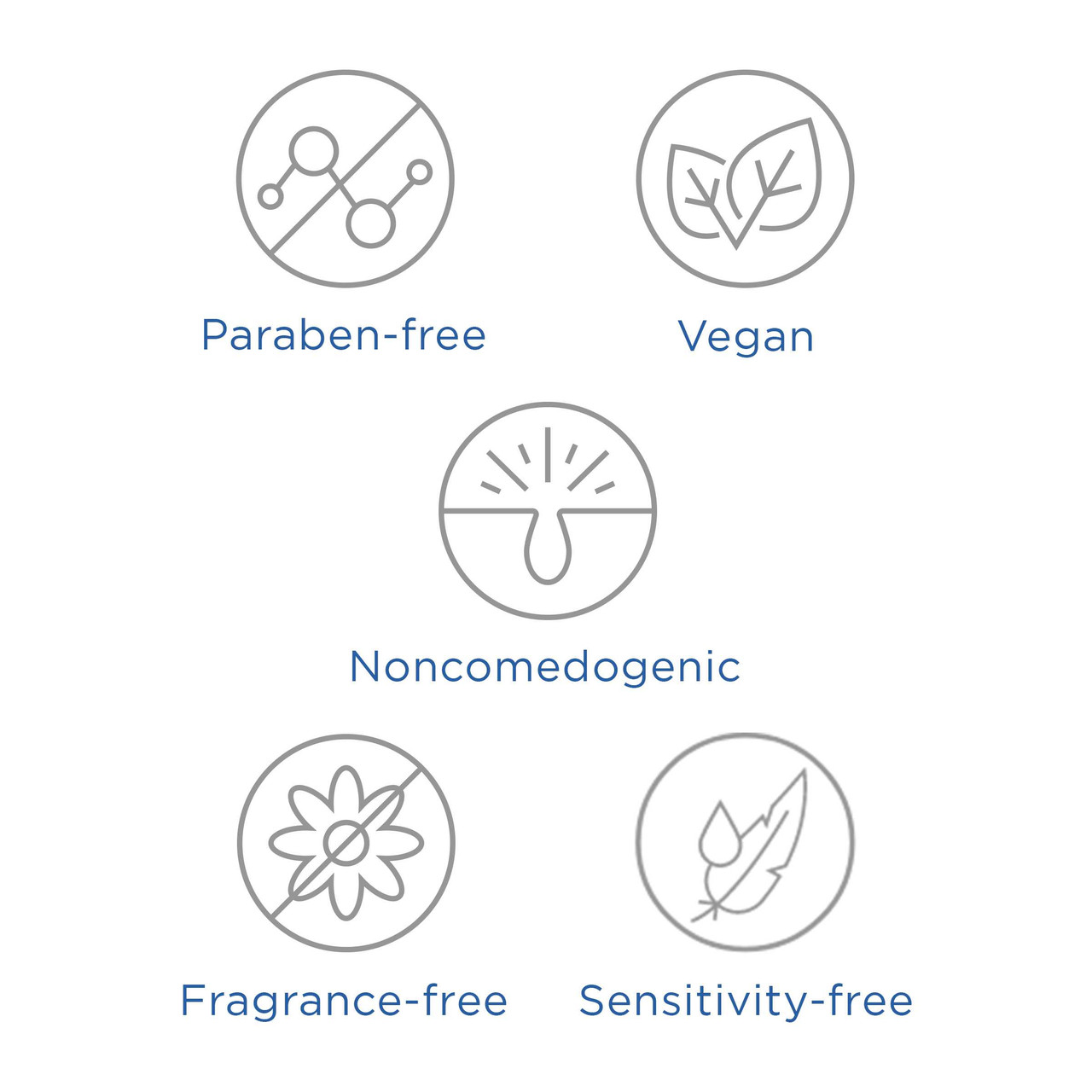 Body Crème icons: paraben-free, vegan, noncomedogenic, fragrance-free